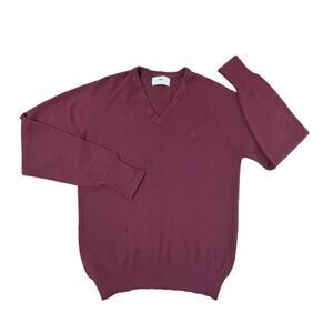 VTG Christian Dior V-Neck Acrylic Sweater Jumper USA Maroon Red Medium Men